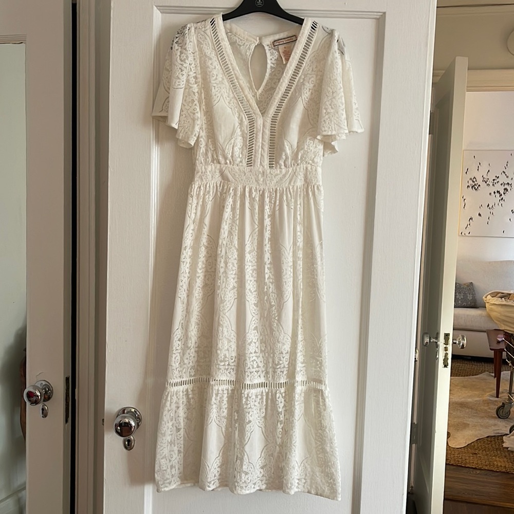 White lace dress with butterfly sleeves size small